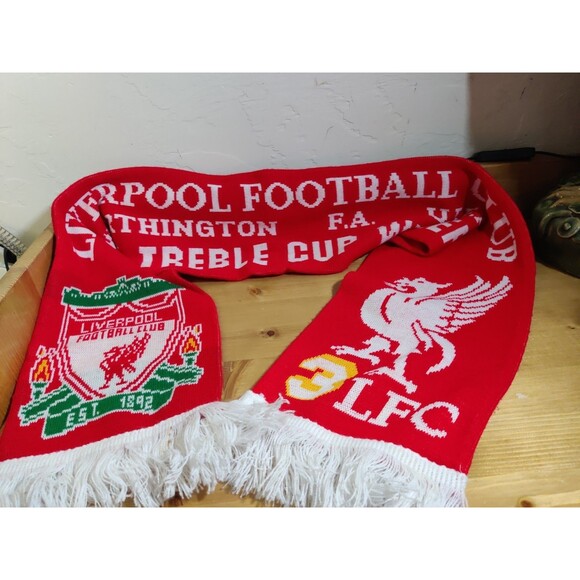 OFFICIAL LIVERPOOL 2001 TREBLE CUP WINNERS RARE SCIARPA SCARF BUFANDA ~56x7" - Picture 1 of 8